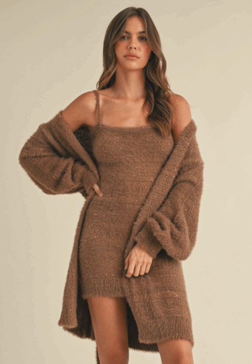 LuxiBoutique™ MOHAIR MINI DRESS WITH CARDIGAN