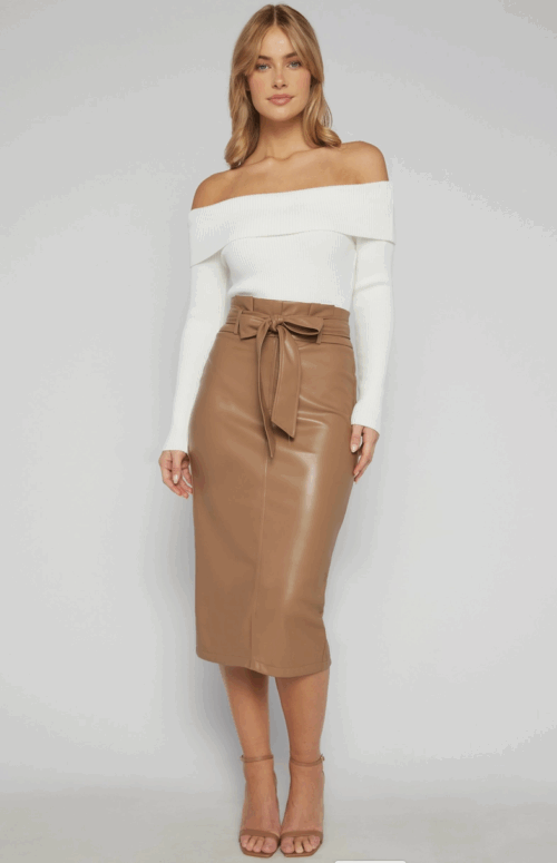 LuxiBoutique™ LEATHER SKIRT WITH TIE-LOVE IT!