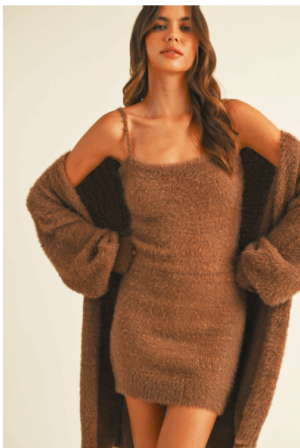 LuxiBoutique™ Mohair Mini Sweater Dress W/Cardigan