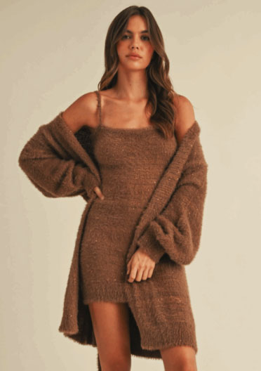 Alternative view of LuxiBoutique™ Mohair Mini Sweater Dress W/Cardigan