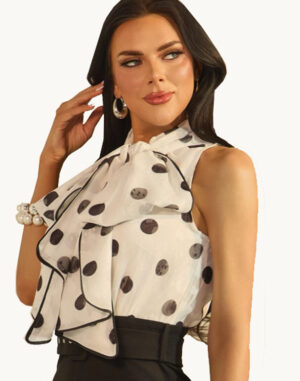 Alternative view of LuxiBoutique™ Poka Dot Print One Piece (Blk/Wht)