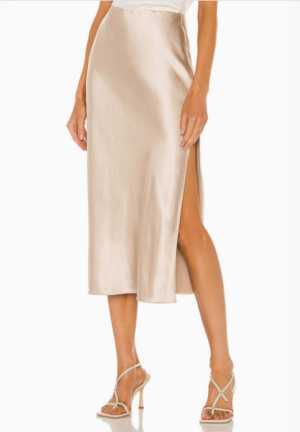 LuxiBoutique™ Beige Satin High Waisted Skirt