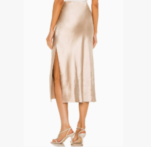 Alternative view of LuxiBoutique™ Beige Satin High Waisted Skirt